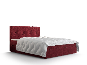 Manželská posteľ Boxspring 180 cm Athena (bordová) (s matracom a úložným priestorom)