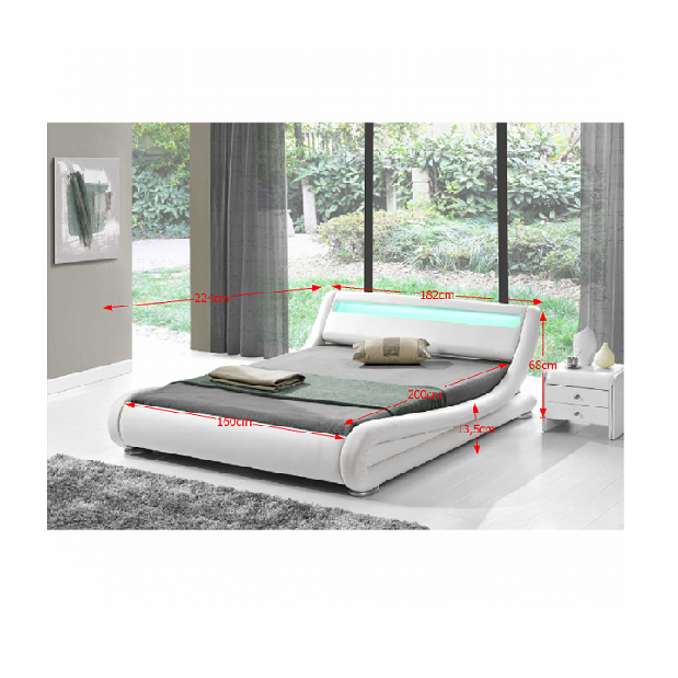 Manželská posteľ 160 cm Sampana (s roštom a LED) *výpredaj