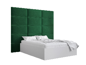 Manželská posteľ s čalúneným čelom 160 cm Brittany 1 (biela matná + zelená) (s roštom)