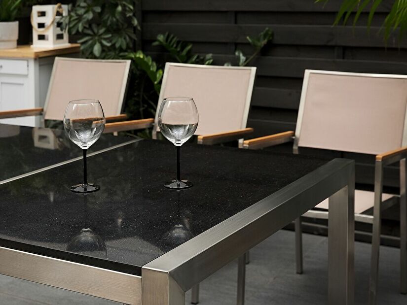 Záhradný stôl Grosso 220 (čierna) (prírodný kameň)