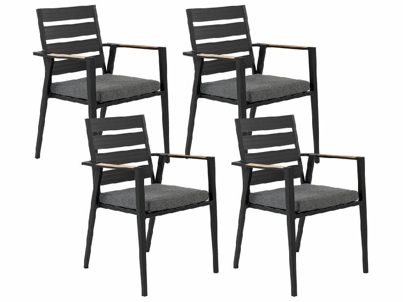 Set 4 ks záhradných stoličiek Thierry (čierna) 