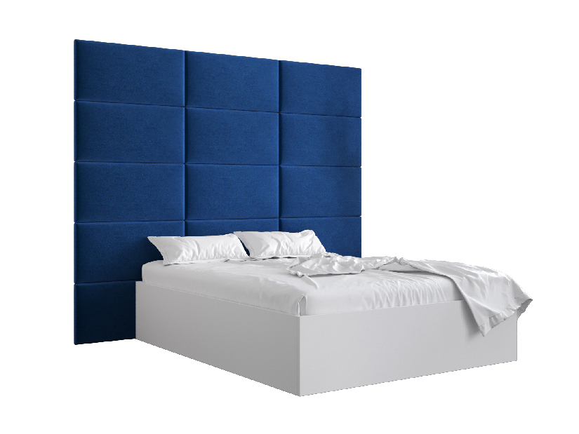 Manželská posteľ s čalúneným čelom 160 cm Brittany 1 (biela matná + modrá) (s roštom)