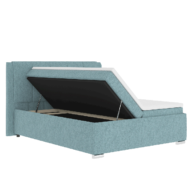 Manželská posteľ Boxspring 160 cm Larienna (mentolová) (s matracom a úl. priestorom)