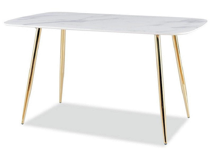 Jedálenský stôl Carolee (biela + zlatá) (pre 4 až 6 osôb)