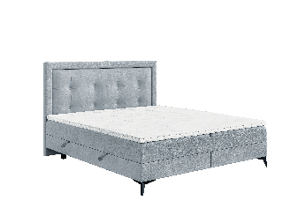 Manželská posteľ Boxspring 180 cm Hygga (svetlomodrá) (s matracom a úl. priestorom)