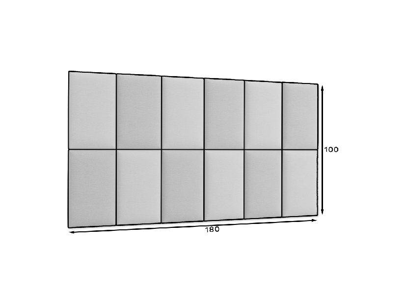 Set 12 čalúnených panelov Quadra 180x100 cm (mentolová + svetlosivá)