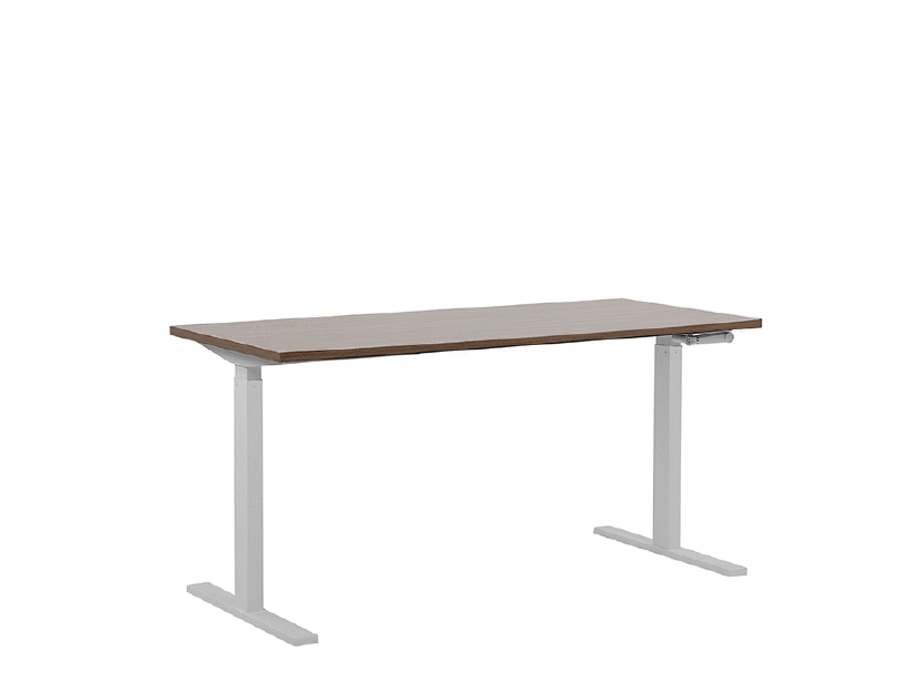 Písací stôl UPPER II (130 x 72 cm) (MDF) (tmavé drevo + čierna) (manuálne nastaviteľný)