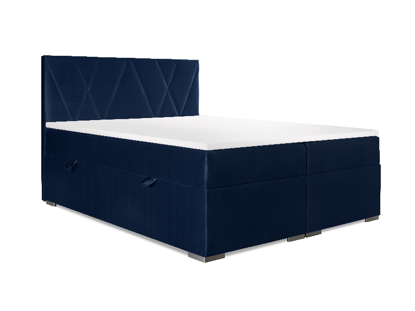 Kontinentálna posteľ 140 cm Lanarra (tmavomodrá) (s úložným priestorom)
