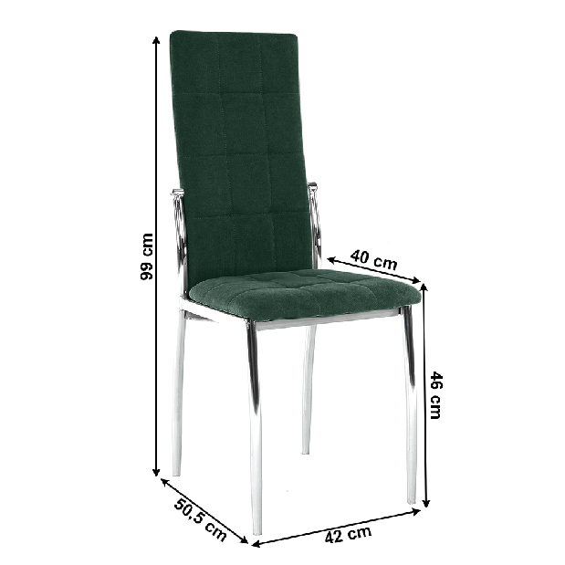 Jedálenská stolička Adore (smaragdová+ kov)