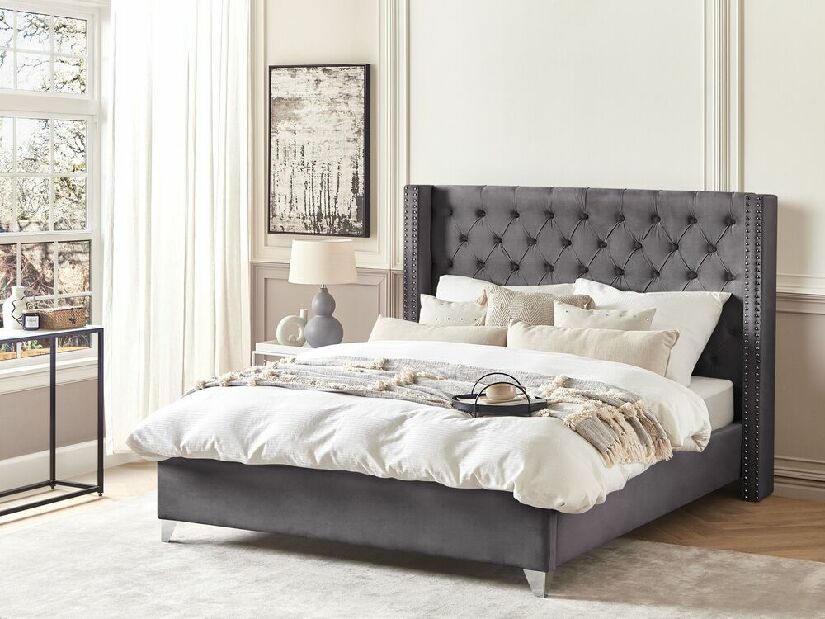 Manželská posteľ 180 cm LUBECK (s roštom) (sivá)