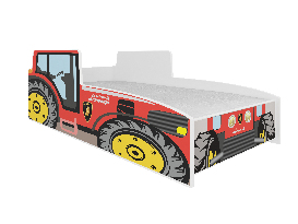 Detská posteľ 160x80 cm Traktorista (s roštom a matracom) (červená)