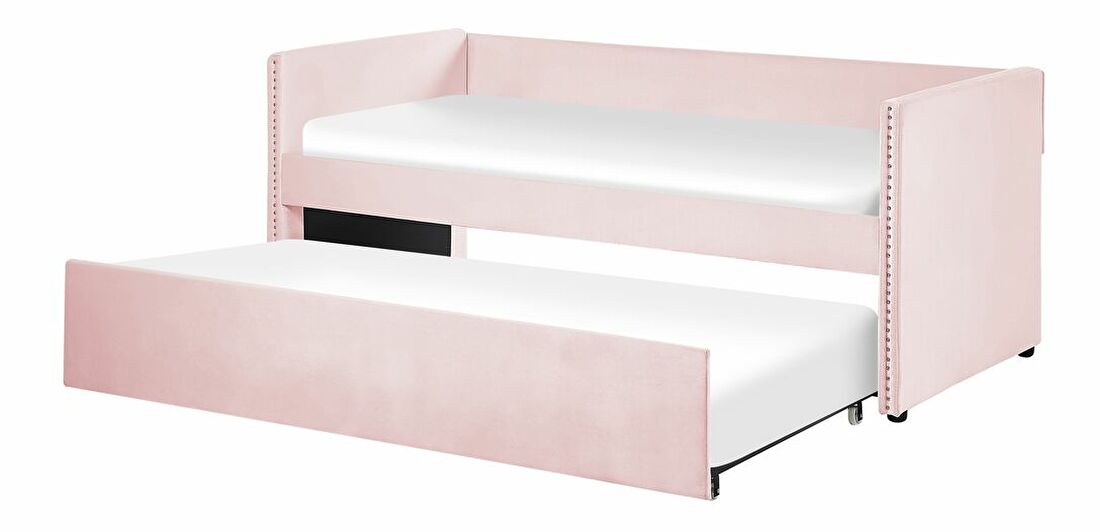 Jednolôžková posteľ 200 x 90 cm Tish (ružová) (s roštom)