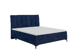 Kontinentálna posteľ 140 cm Axel (tmavomodrá) (s matracom a úl. priestorom)