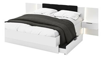 Manželská posteľ 180 cm Lewell (s čelným rámom) (s úl. priestorom) (biela)
