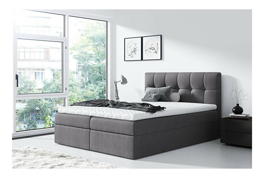 Kontinentálna posteľ 200x200 cm Rdest (tmavosivá) *výpredaj