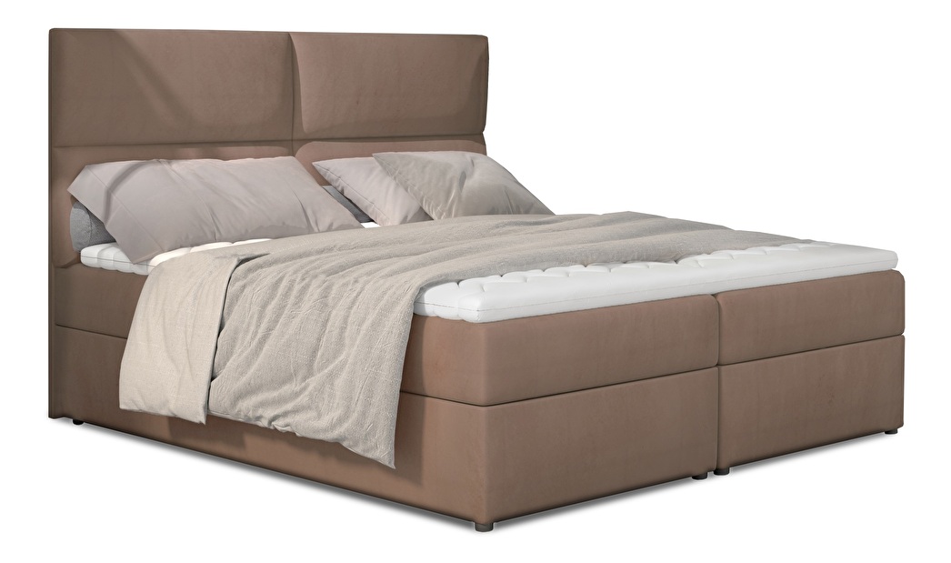 Kontinentálna posteľ 185 cm Alyce (hnedá) (s matracmi)