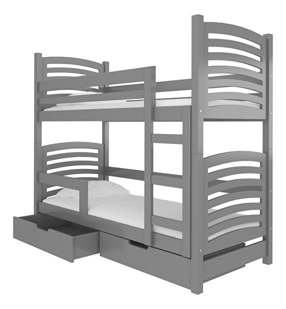 Poschodová detská posteľ 180x75 cm Oxana (s roštom a matracom) (sivá)