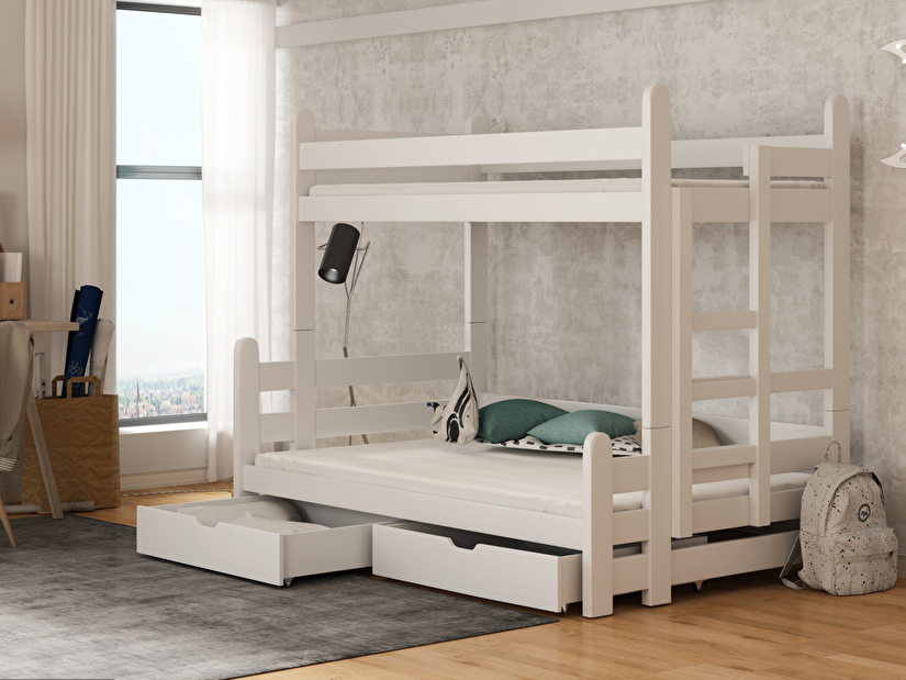Detská posteľ 90 x 200 cm BIVI (s roštom a úl. priestorom) (biela)