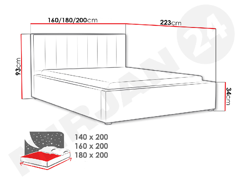 Manželská posteľ 200 cm Sonden (s roštom) *bazár