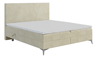 Manželská posteľ Boxspring 160 cm Ricky (svetlobéžová) (s matracom a úl. priestorom)