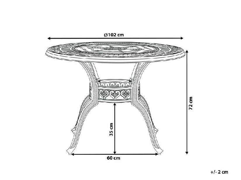 Záhradný stôl 102 cm SALIO (MDF) (hnedá) (pre 4 osoby)