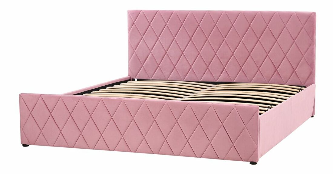 Manželská posteľ 180 cm Rhett (ružová) (s roštom a úložným priestorom)