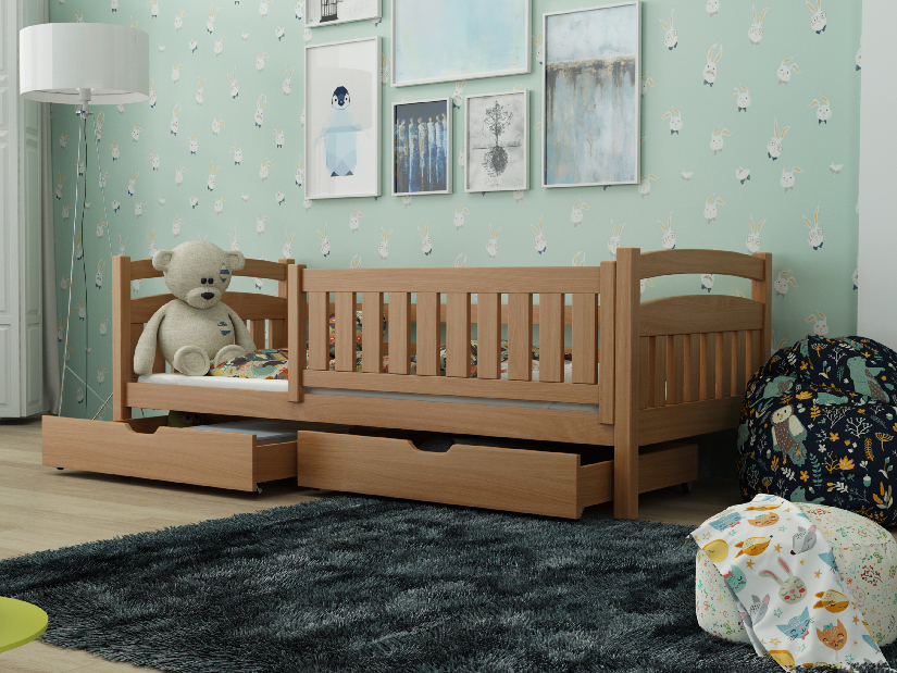 Detská posteľ 90 x 200 cm Tarra (s roštom a úl. priestorom) (buk)