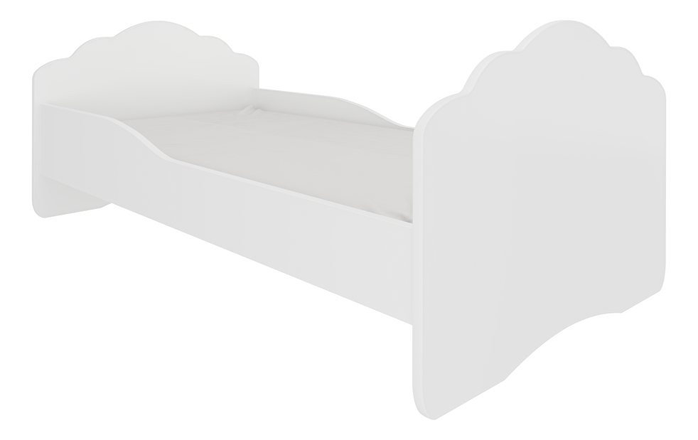 Detská posteľ 140x70 cm Cassi (s roštom a matracom) (biela)