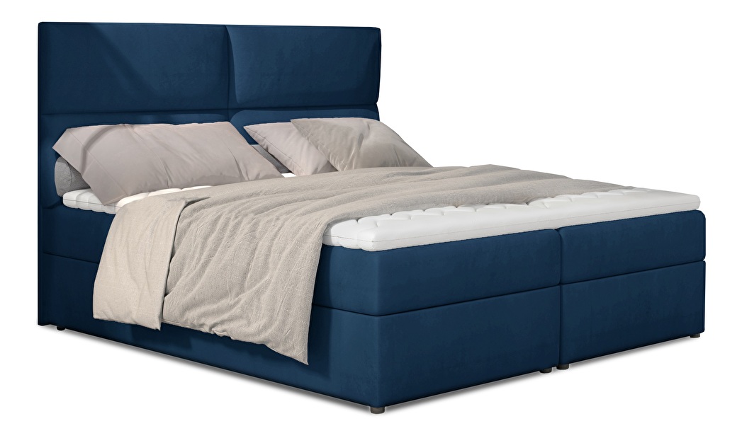 Manželská posteľ Boxspring 165 cm Alyce (modrá) (s matracmi)