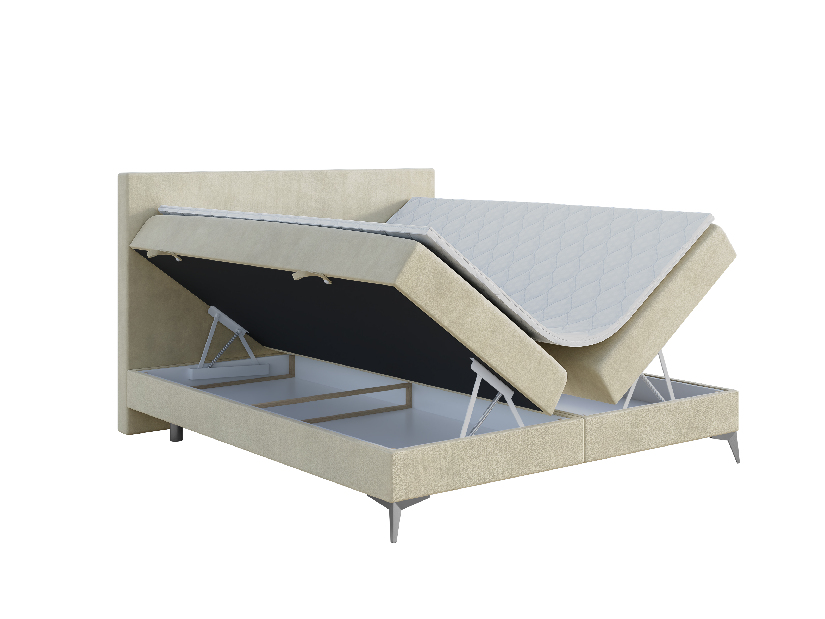 Jednolôžková posteľ Boxspring 120 cm Ricky (svetlobéžová) (s matracom a úl. priestorom)