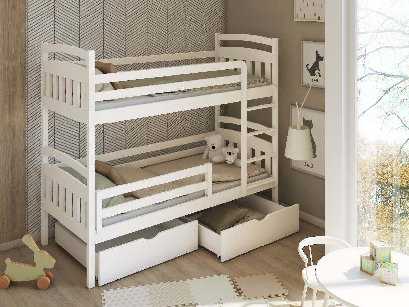 Detská posteľ 90 x 200 cm Galvin (s roštom a úl. priestorom) (biela) *výpredaj