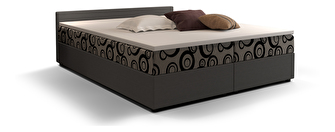 Manželská posteľ  Boxspring 160 cm Ceren (vzor + tmavosivá) (s matracom a úložným priestorom)