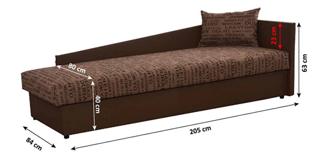 Jednolôžková posteľ (váľanda) 80 cm Jeannine (hnedá) (s úl. priestorom) (P)
