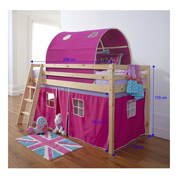 Poschodová posteľ 90 cm Infinity (ružová) (s roštom) *výpredaj