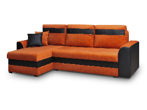 Rohová sedačka Madlyn (oranžová + čierna) (L)