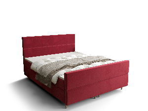 Manželská posteľ Boxspring 140 cm Flu Plus Comfort (bordová) (s matracom a úložným priestorom)