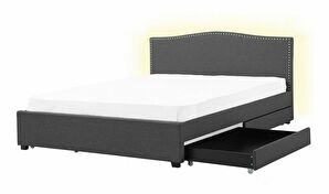 Manželská posteľ 180 cm MONTHY (s roštom, úl. priestorom a bielym LED osvetlením) (sivá)