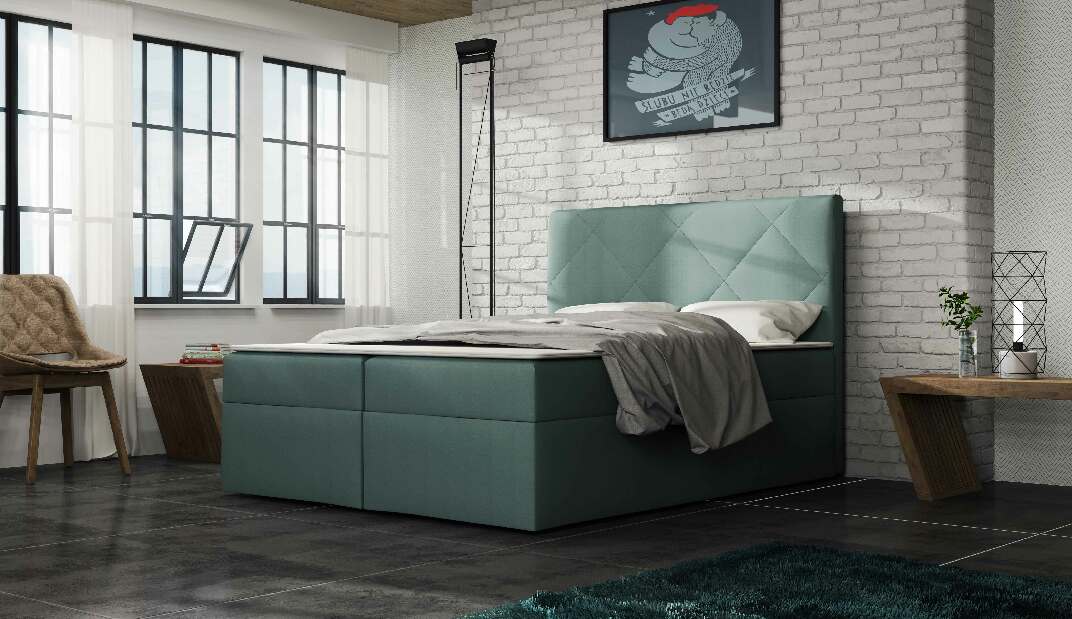 Manželská posteľ 160 cm Octavius (modrá) (s matracom)