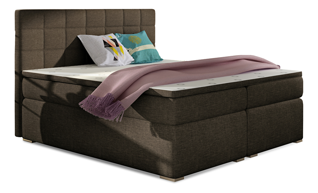 Kontinentálna posteľ 140 cm Abbie (hnedá) (s matracmi)
