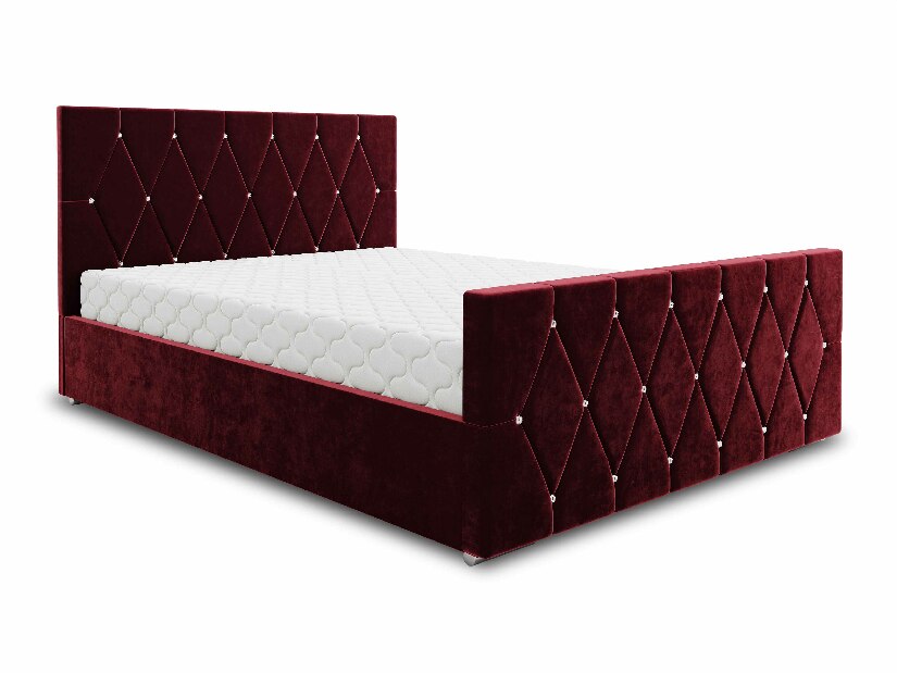Manželská posteľ 160 cm Illa (bordová) (s roštom a úložným priestorom)