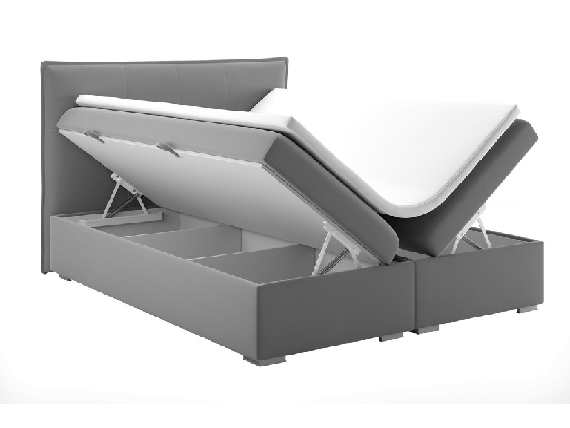 Manželská posteľ Boxspring 140 cm Carla (sivá)(s úložným priestorom)