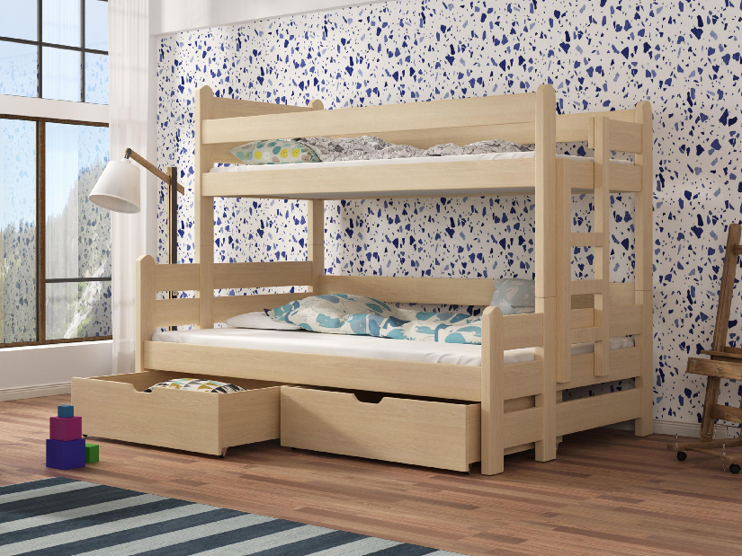 Detská poschodová posteľ 90 cm Bivi (borovica)