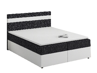 Kontinentálna posteľ 140x200 cm Mimosa Comfort (melírovaná čierna + biela) (s roštom a matracom)