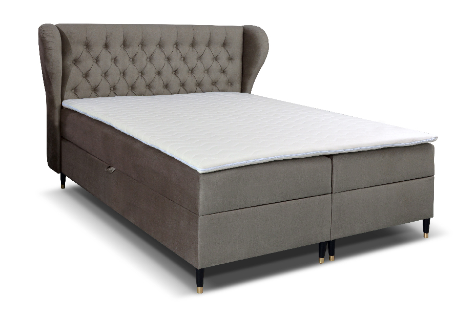 Manželská posteľ Boxspring 160 cm Ortun (sivá)