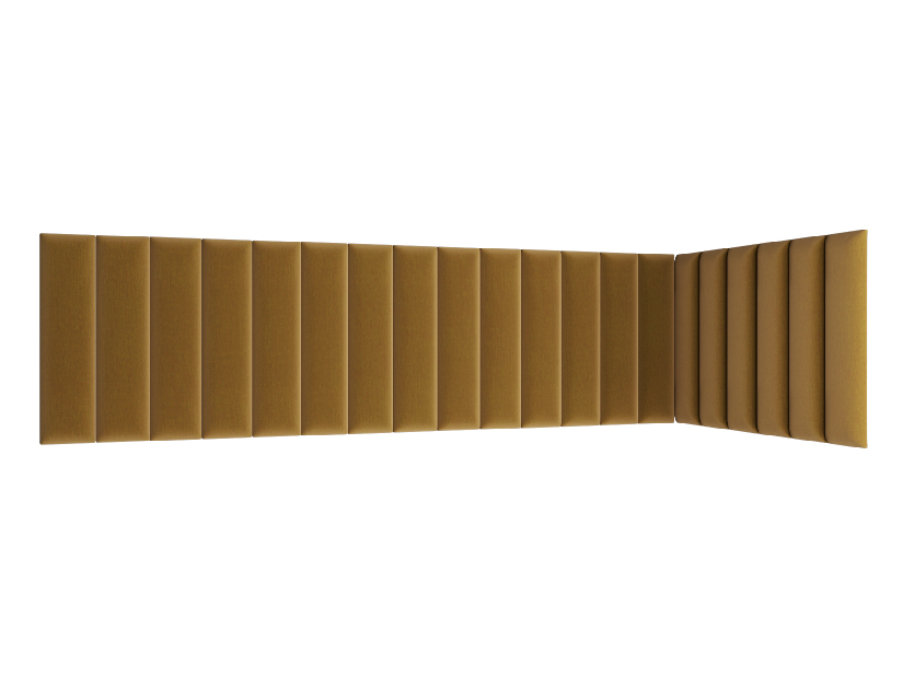 Set 20 čalúnených panelov Quadra 210x90x60 cm (horčicová)