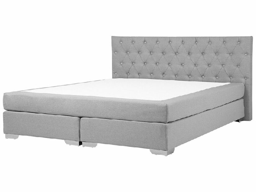 Manželská posteľ Boxspring 180 cm DUKE (s roštom a matracom) (sivá)
