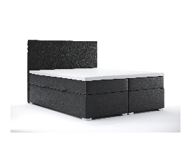 Manželská posteľ Boxspring 160 cm Melo (čierna ekokoža) (s úložným priestorom)