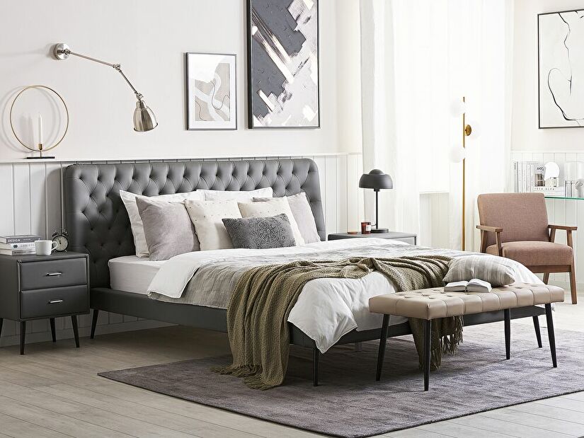 Manželská posteľ 180 cm ESONNA (s roštom) (sivá)