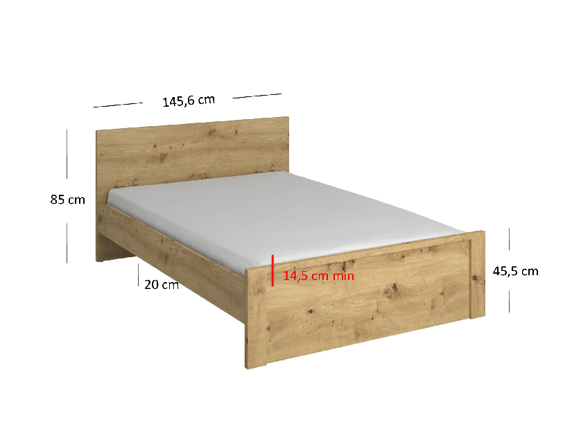 Manželská posteľ 140 cm Andra (dub artisan) (bez roštu a matraca)