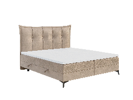 Manželská posteľ Boxspring 140 cm Foxtrot (svetlobéžová) (s matracom a úl. priestorom)